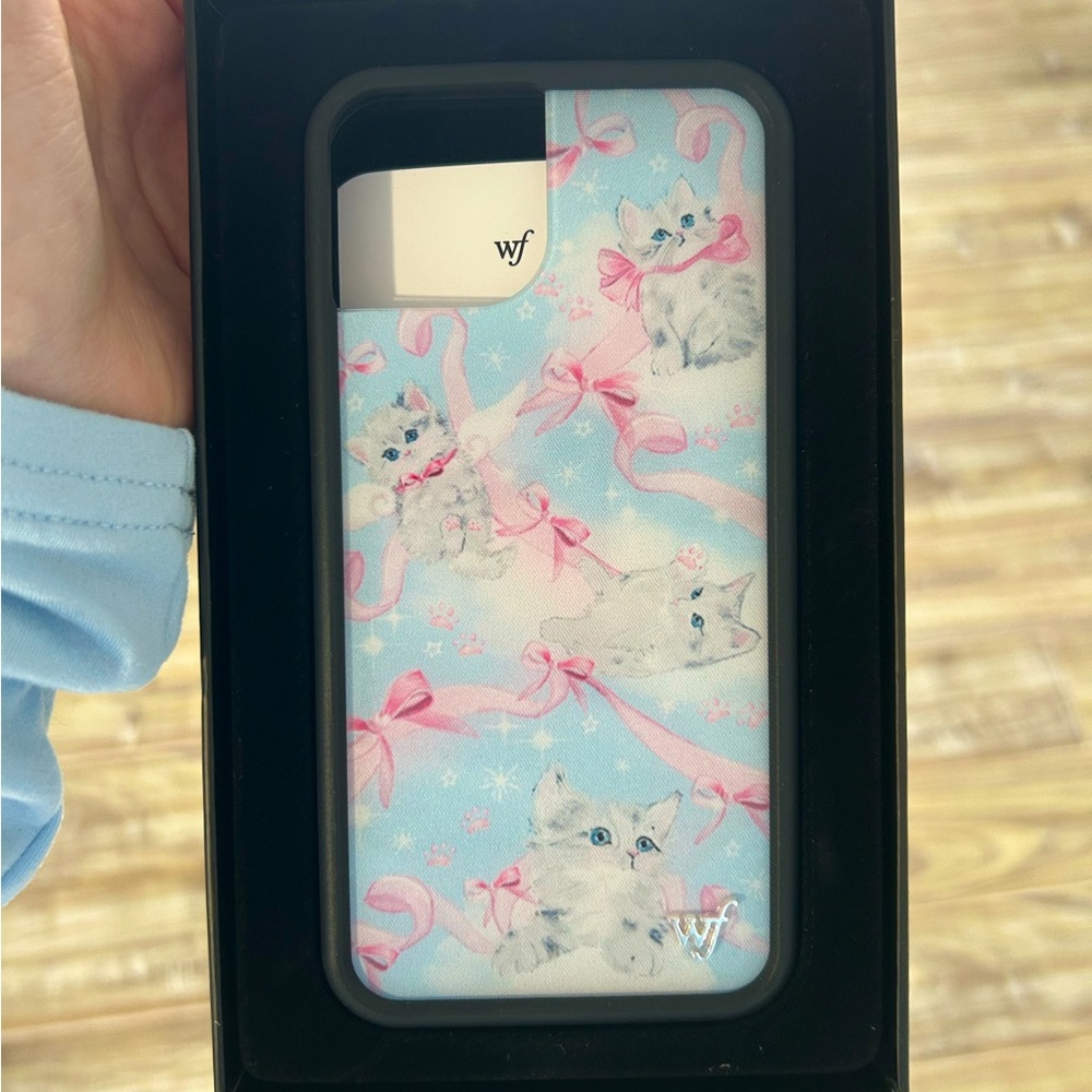 Wildflowers Blue and Pink Cat Phone Case